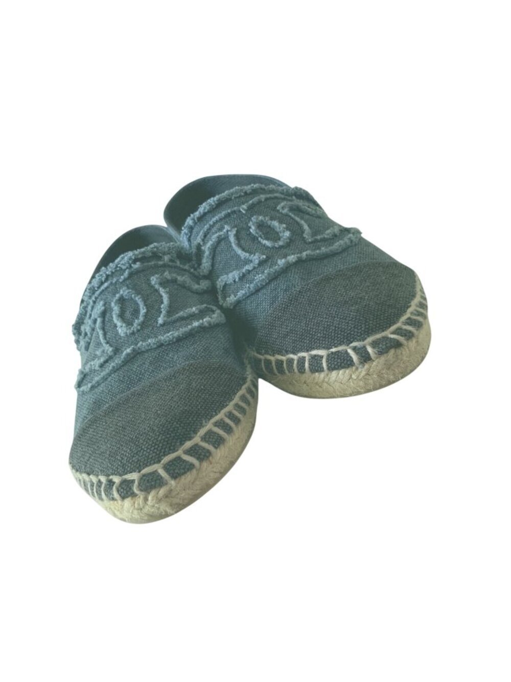 Chanel Blue Denim Espadrilles Shoes Size 36 Textured CC Logo Slip-On Casual Flat - Picture 7 of 9